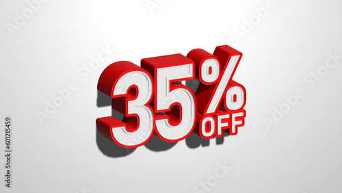 35 percent off discount promotion sale web banner. 35% percent off 3D illustration on white background