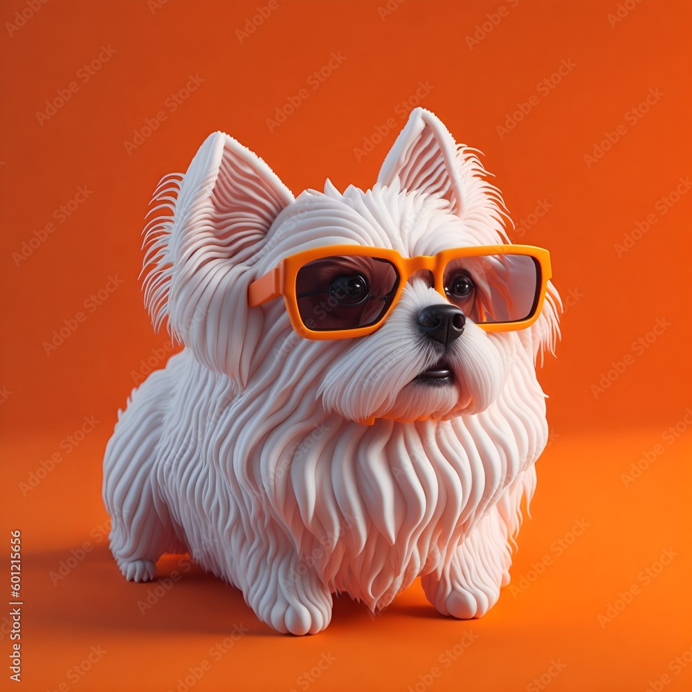 Fluffy dog with sunglasses