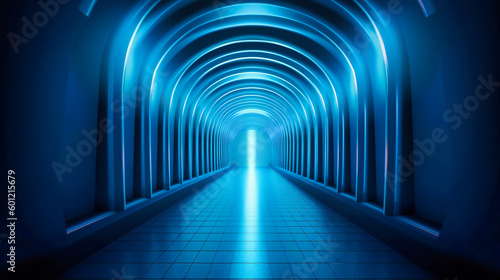 Blue spotlight corridor background illustration