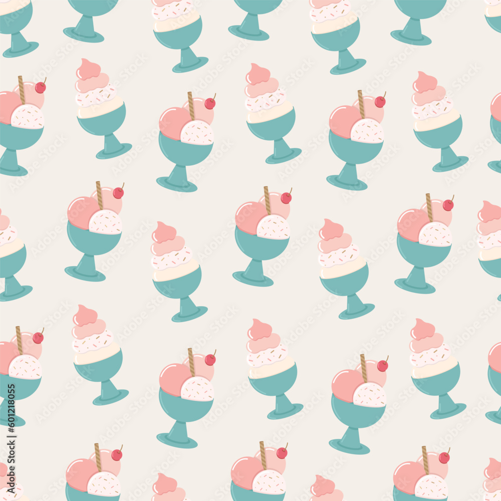 Colorful pastel ice cream pattern on a light background