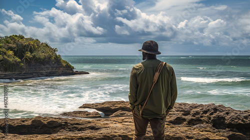 Man looking out toward the ocean