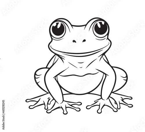 coloring frog cartoon isolated on white