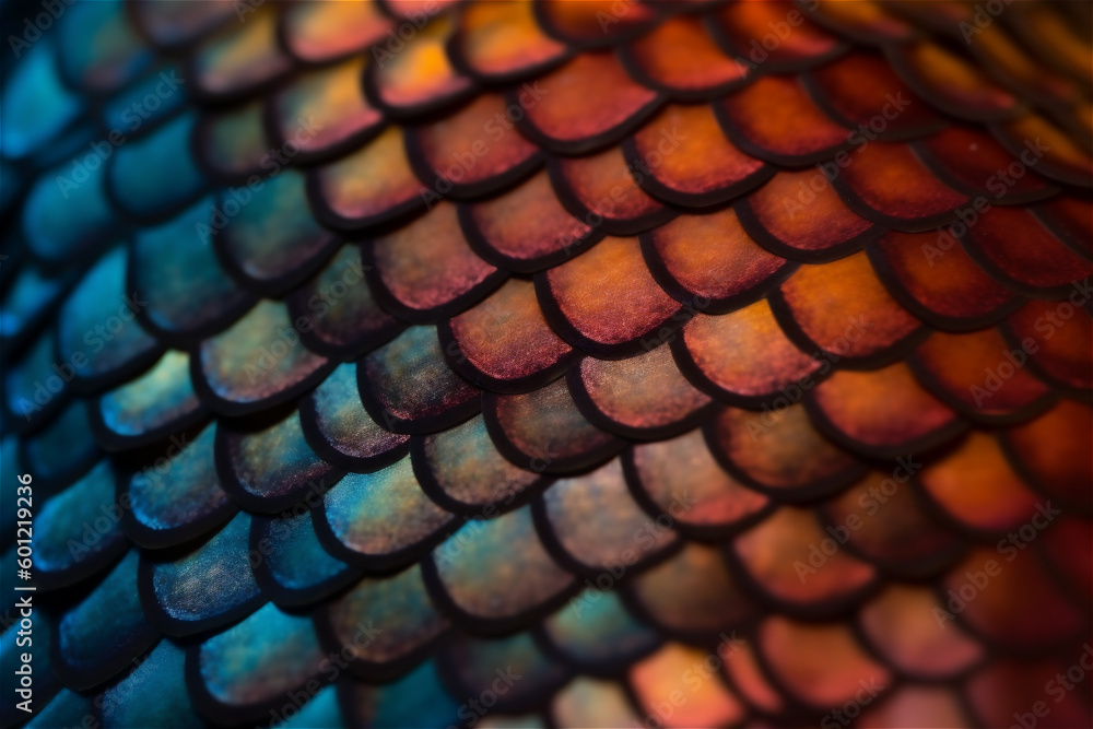 Fish scale texture for background macro, Colorful concept. AI generated ...
