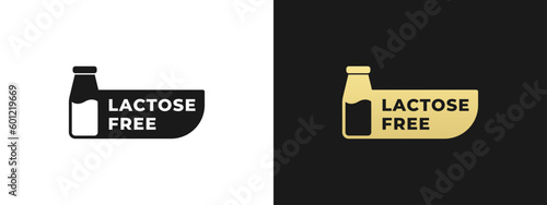 Best Lactose free label or Lactose free logo vector isolated in flat style. Lactose free label vector for product packaging design element. Lactose free logo for packaging design.