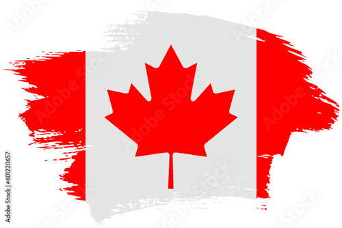 Canada brush stroke flag vector background. Hand drawn grunge style Canadian isolated banner