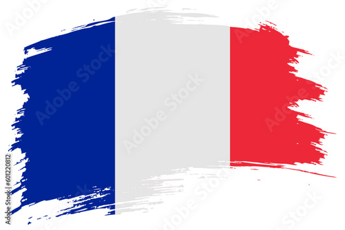France brush stroke flag vector background. Hand drawn grunge style French isolated banner