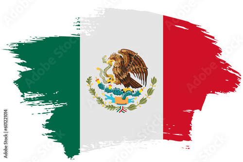 Mexico brush stroke flag vector background. Hand drawn grunge style Mexican isolated banner