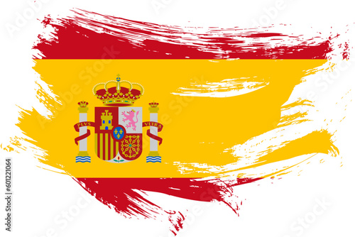 Spain brush stroke flag vector background. Hand drawn grunge style Spanish isolated banner