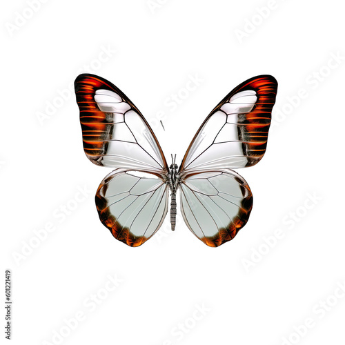 Brown and white butterfly on a transparent background. 