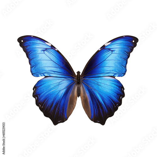 transparent background of a blue morpho butterfly For decorating projects easily. generative AI