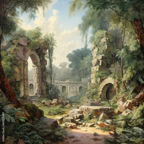 ruins of a lost temple in the jungle Generative Ai