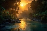 Spectacular Tropical Sunrise in Australian Landscape Style, Generative AI