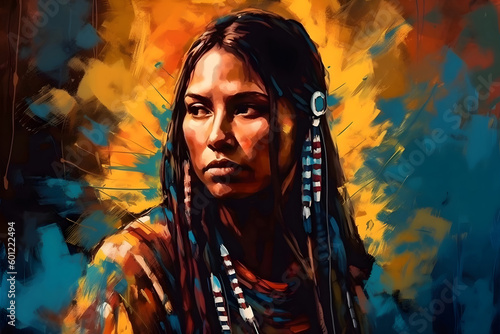 beautiful art of native american indian woman poster