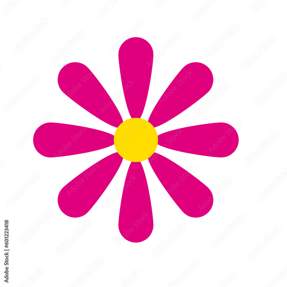 Simple flat flower yellow and pink long petals Simple flat flower yellow and pink long petals