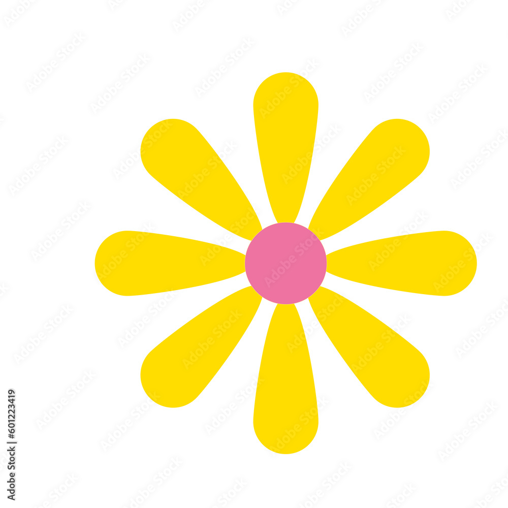 Simple flat flower yellow and pink long petals Simple flat flower yellow and pink long petals