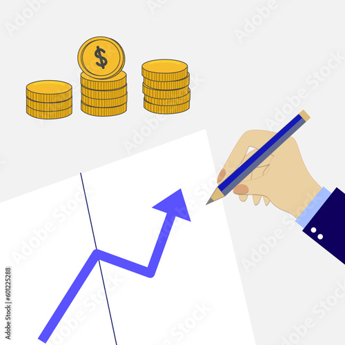 More profitable successful investments or easy-to-grow yielding mutual funds. rich concept Businessman investor planning investment growth chart.