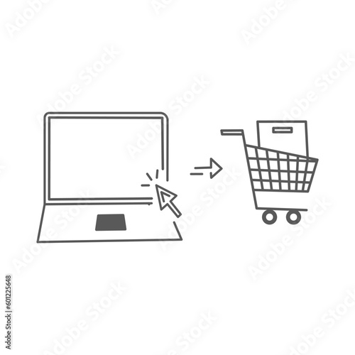 click and collect order, icon, receive order in pick up point, online delivery service, store e-commerce concept, - editable stroke vector illustration eps 10.
