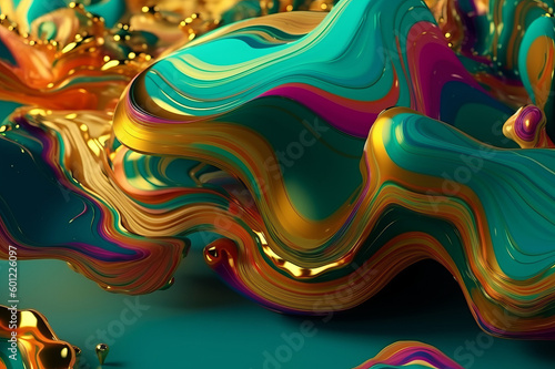 Vibrant colors liquid abstract background, Created using generative AI tools