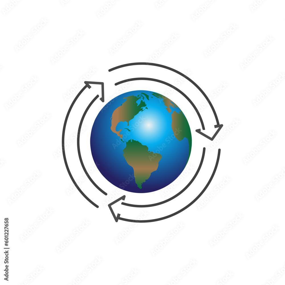 earth recycle icon, planet sustainable circular, save clean world, globe emission, thin line symbol on white background - editable stroke vector illustration.