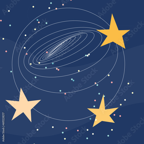 starry sky with stars, space , flat vector background