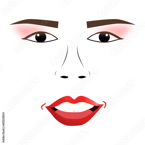 woman face eye eyebrows lips editable icon vector.