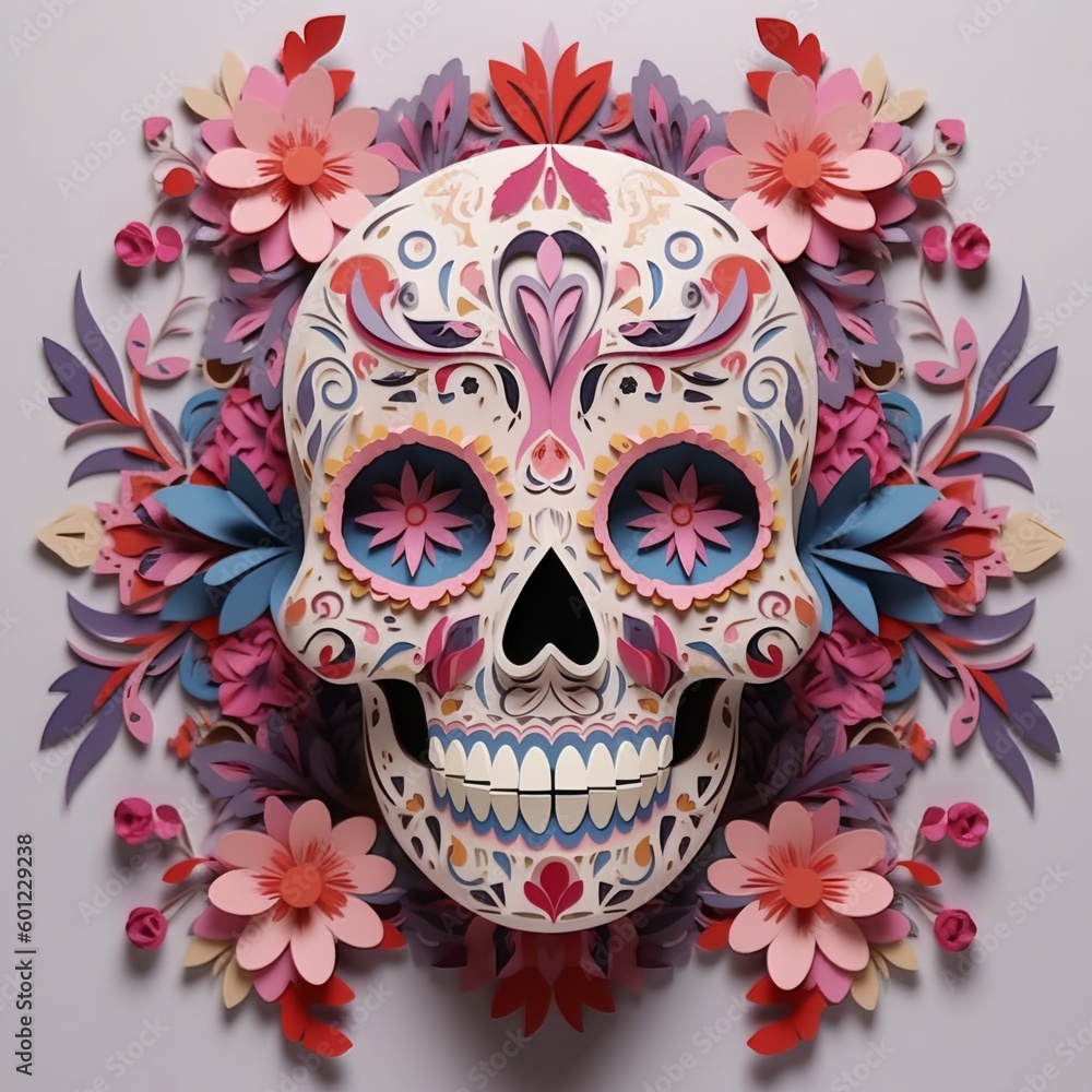 Candy Skulls Made of Paper Cutouts