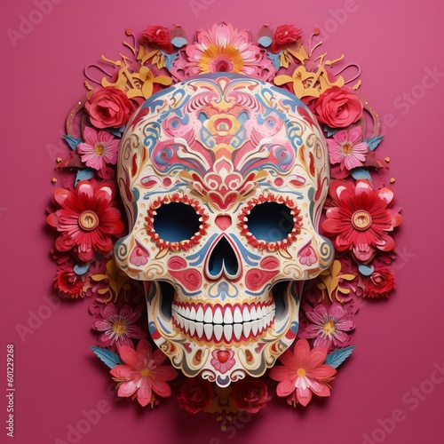 Candy Skulls Made of Paper Cutouts