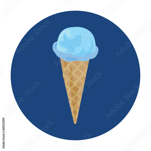 Cold ice-cream in wafer cone on white background