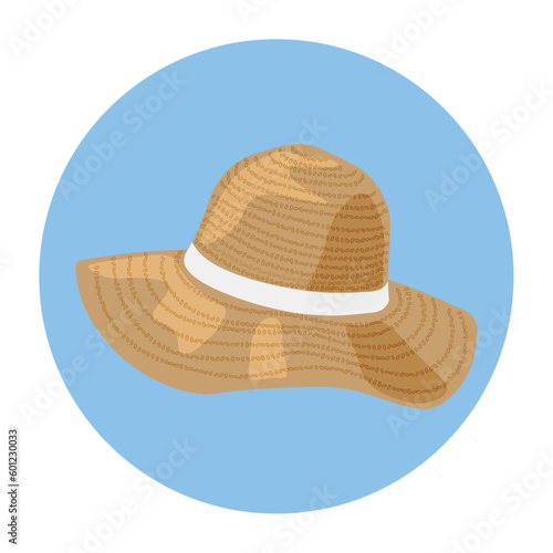 Stylish straw hat on white background