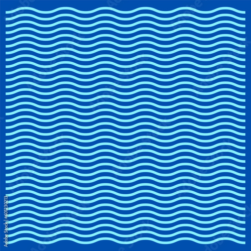 Blue wavy lines background. Seamless pattern. Art line ornament. Vector illustration.