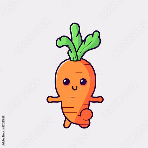 Fototapeta Naklejka Na Ścianę i Meble -  Vector cartoon icon illustration of a carrot, with a flat style for fresh vegetables with vitamin A, suitable for eye health