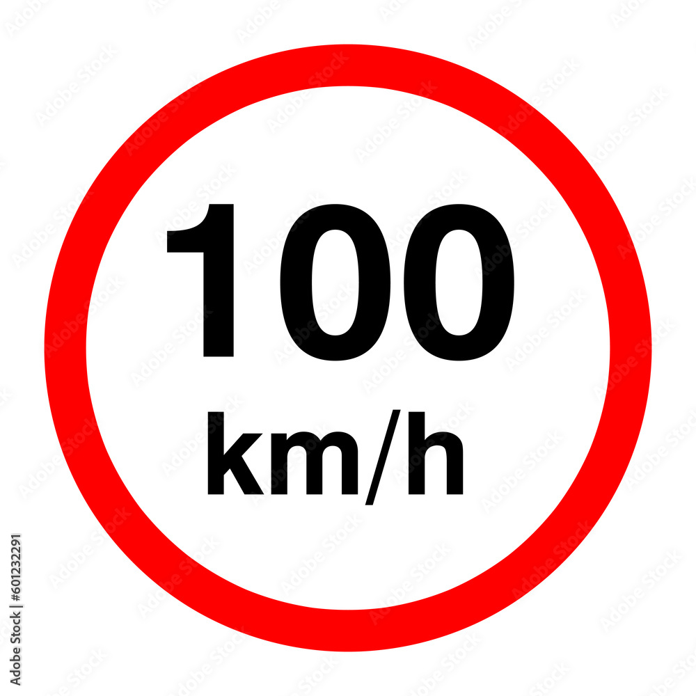 Irish traffic sign restricting speed to 100 kilometers per hour sign illustration..eps Irish traffic sign restricting speed to 100 kilometers per hour sign illustration..eps
