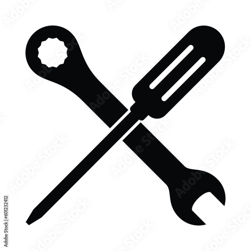wrench and screwdriver icon vector 