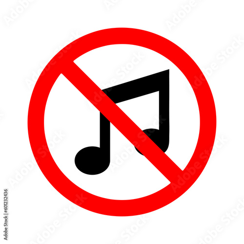 No musical instruments allowed sign. Forbidden signs illustration on white background..eps