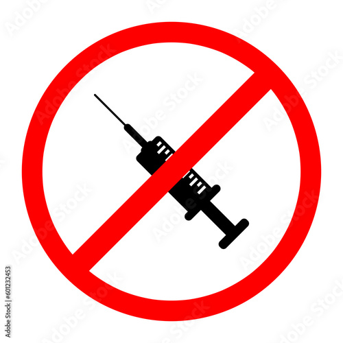 No needles warning sign. Medical wastage symbols illustration on white background..eps