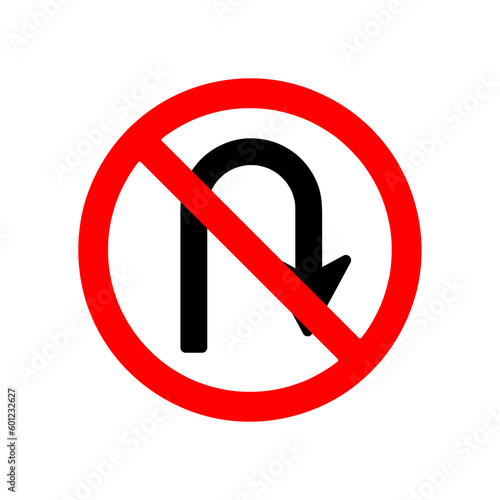 Prohibition Sign U-turn . Vector illustrations on white background..eps