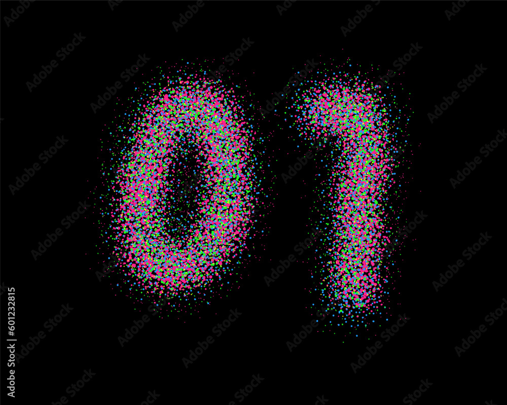 The Colorful Gamma Noise Font Set - 0, 1 The Colorful Gamma Noise Font Set - 0, 1