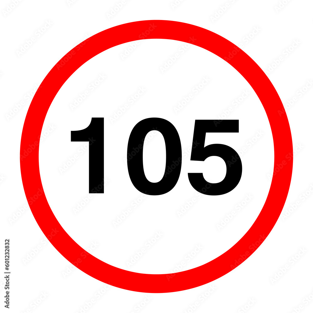 Speed limit 105 kmh or mph sign illustration on white background..eps Speed limit 105 kmh or mph sign illustration on white background..eps