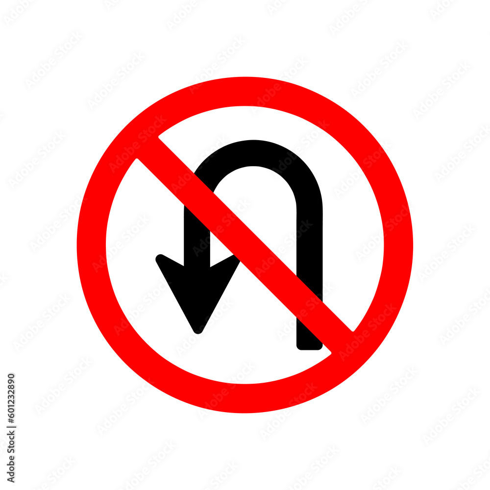 u-turn prohibited sign illustration on white background..eps u-turn prohibited sign illustration on white background..eps