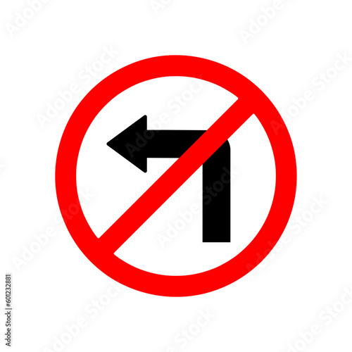  traffic signs. illustration of traffic signs in flat style. traffic is prohibited from turning left sign illustration on white background..eps