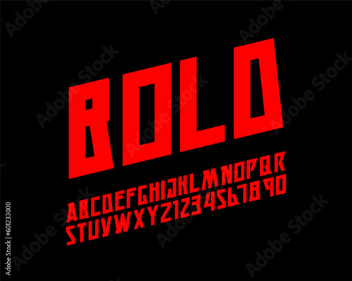 Simple slanted Bold font set in vector format