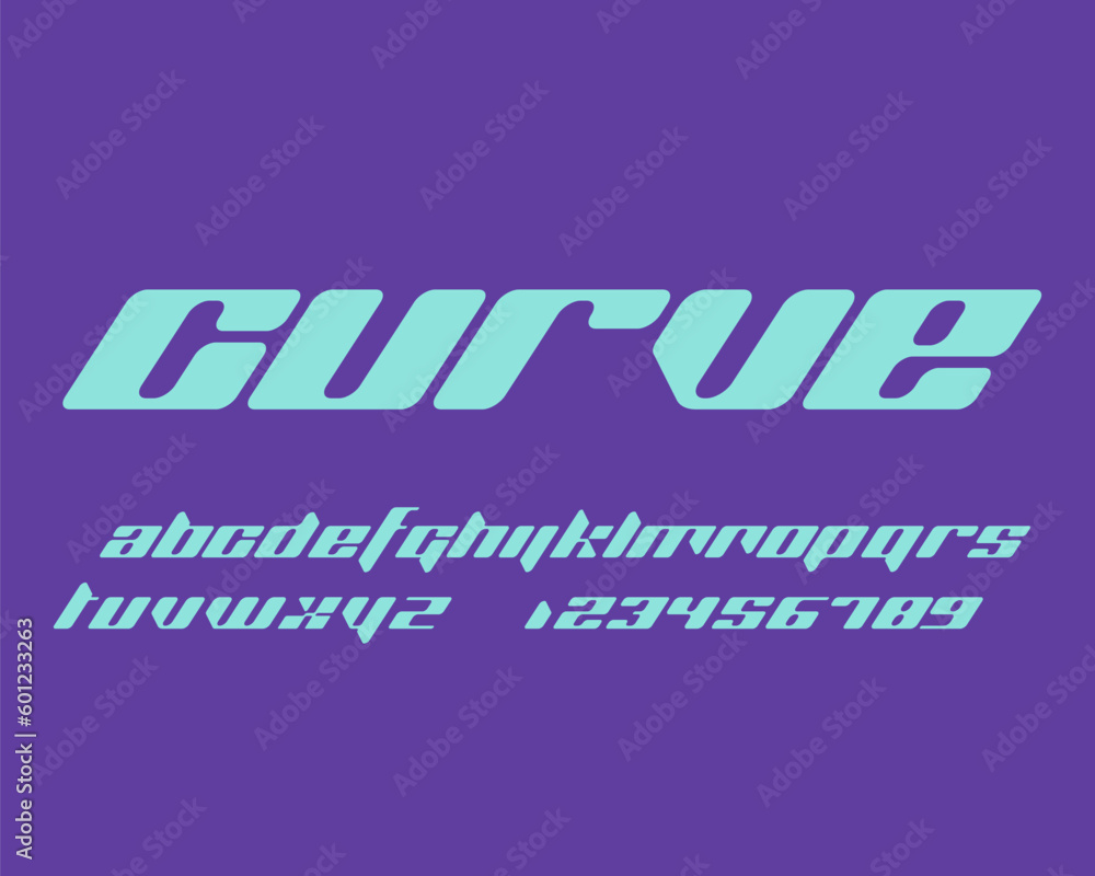 The Innovation High Tech curvy Font set design - italic version