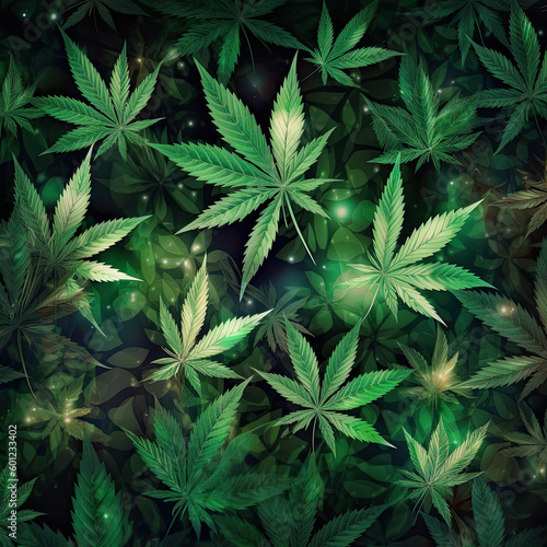 Magical cannabis leaf pattern