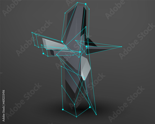 The 3D advanced prism shape font set - t