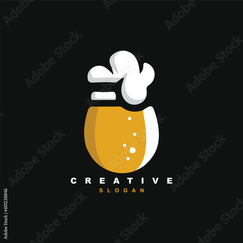 Craft beer glass brewery logo design. Alcoholic drink bar logo for your brand or business