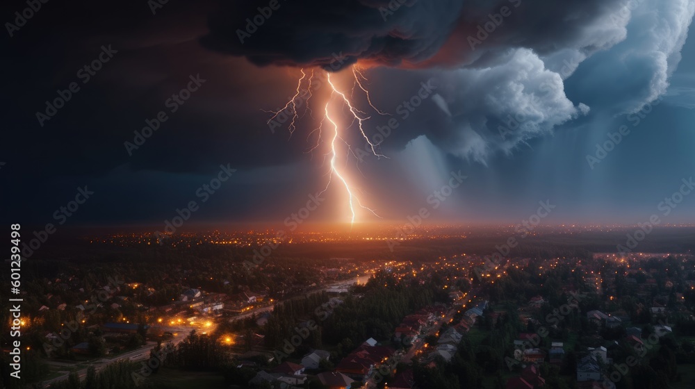 Fototapeta premium thunder coming to big city