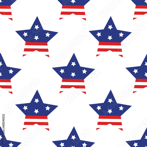 American flag star seamless vector pattern. USA symbol with stripes. Traditional national sign for July 4th, Independence Day. Freedom holiday. Flat cartoon background for posters, print, card, web