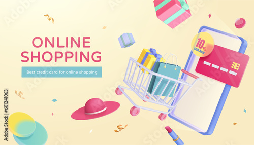 Online shopping e-commerce poster