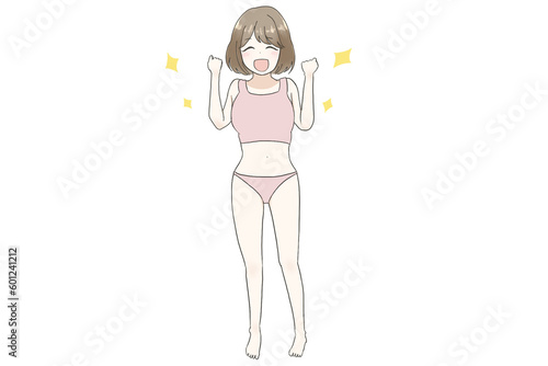 ダイエット成功・くびれが出来て喜ぶかわいい女の子