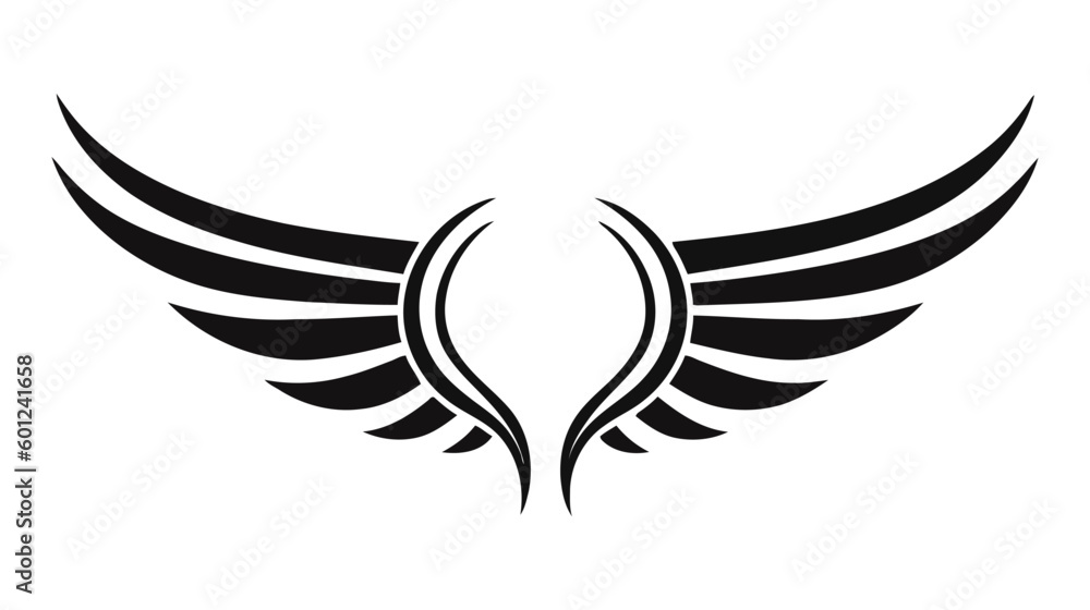 Angel wings, bird wings collection cartoon hand drawn vector illustration. Logo, icon